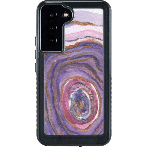 Lilac Watercolor Geode Galaxy S24 Plus Waterproof Case